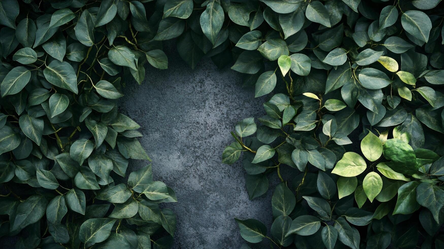 A green leafy bush with a stone in the middle photo