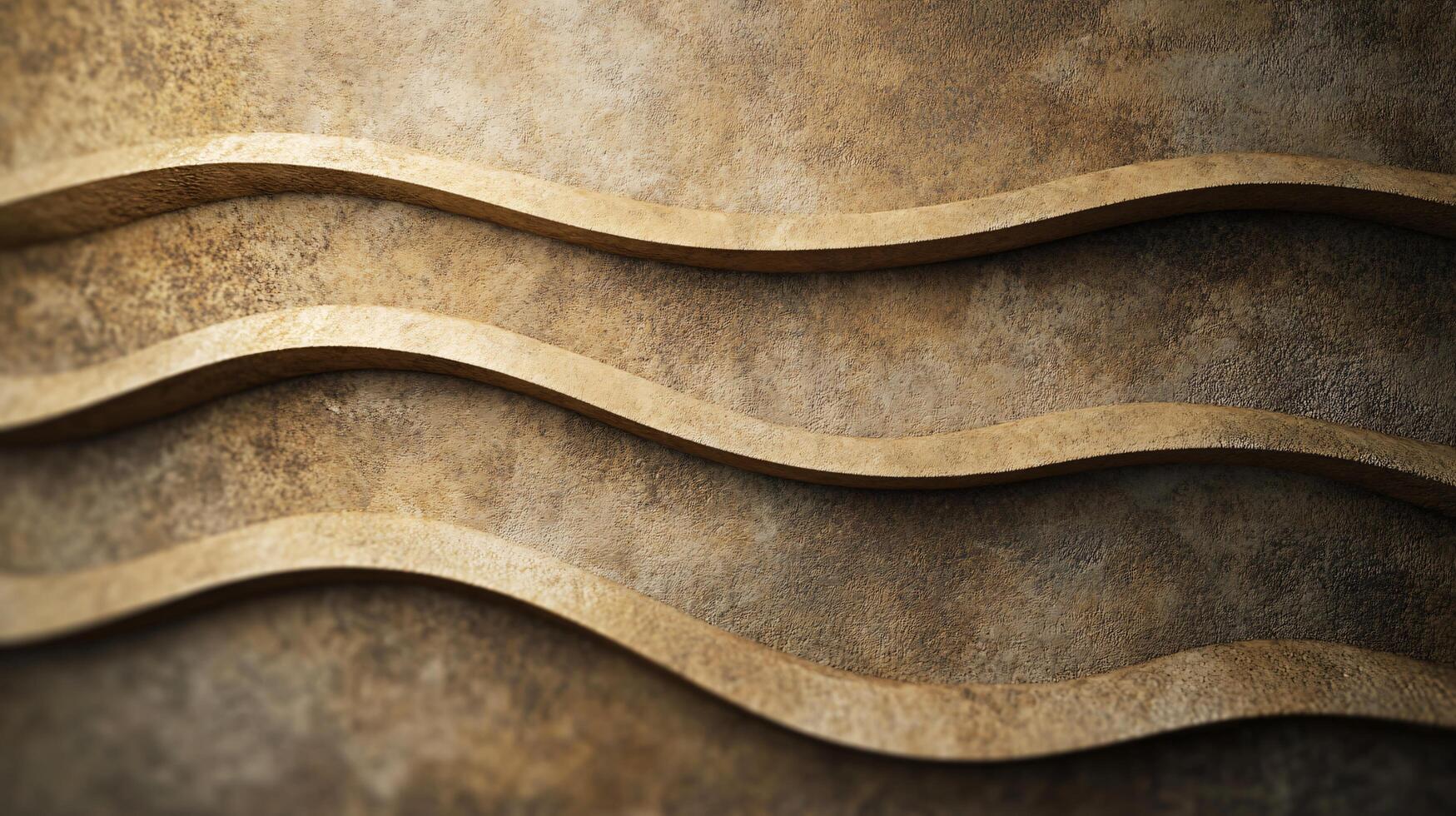 A wall with a series of brown lines that appear to be waves photo