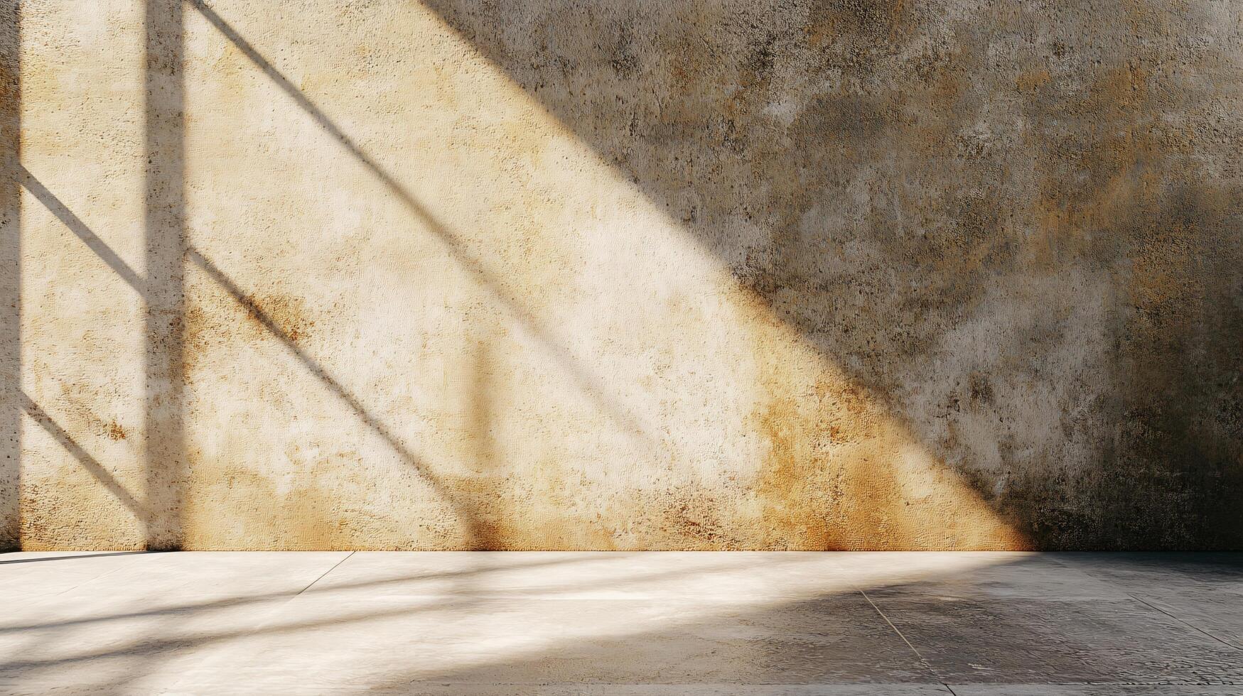 A large empty room with a wall that is covered in a lot of dirt and dust photo