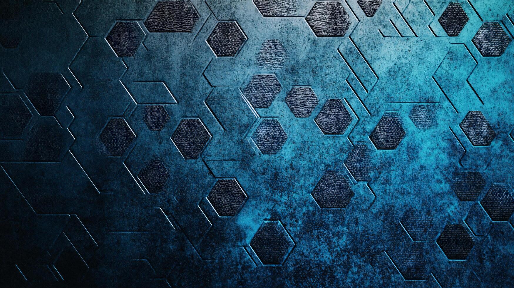 A blue and gray background with a pattern of squares and hexagons photo