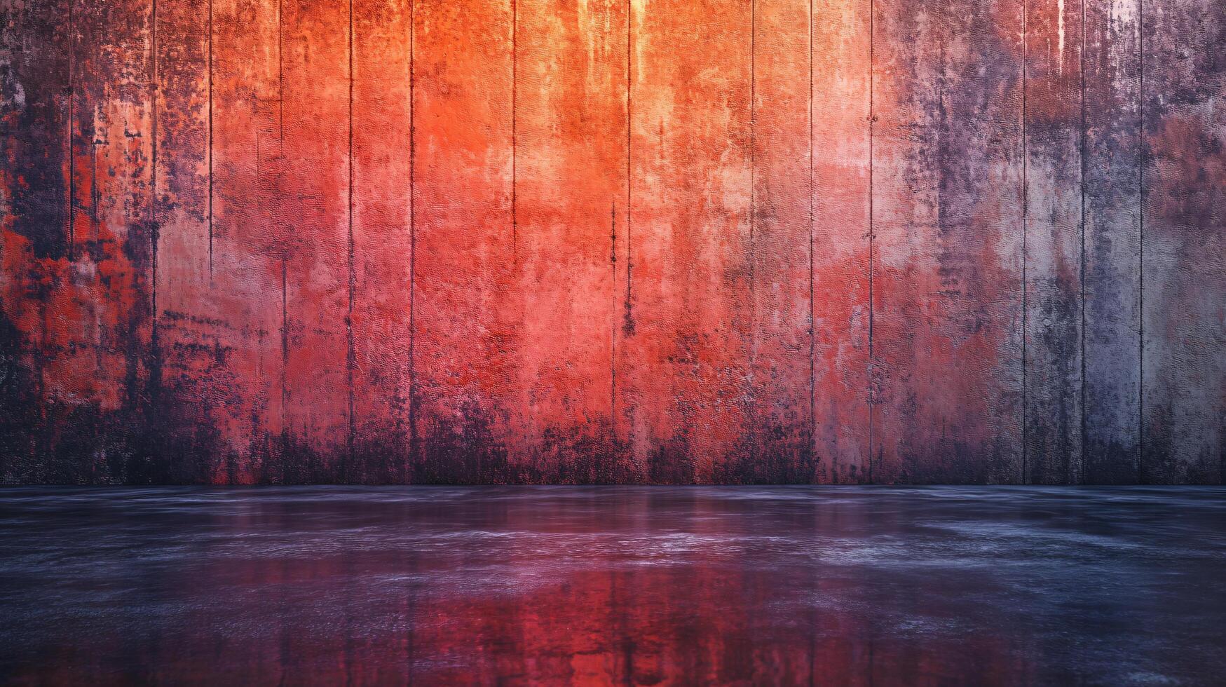 A wall with a red and blue background and a white line photo