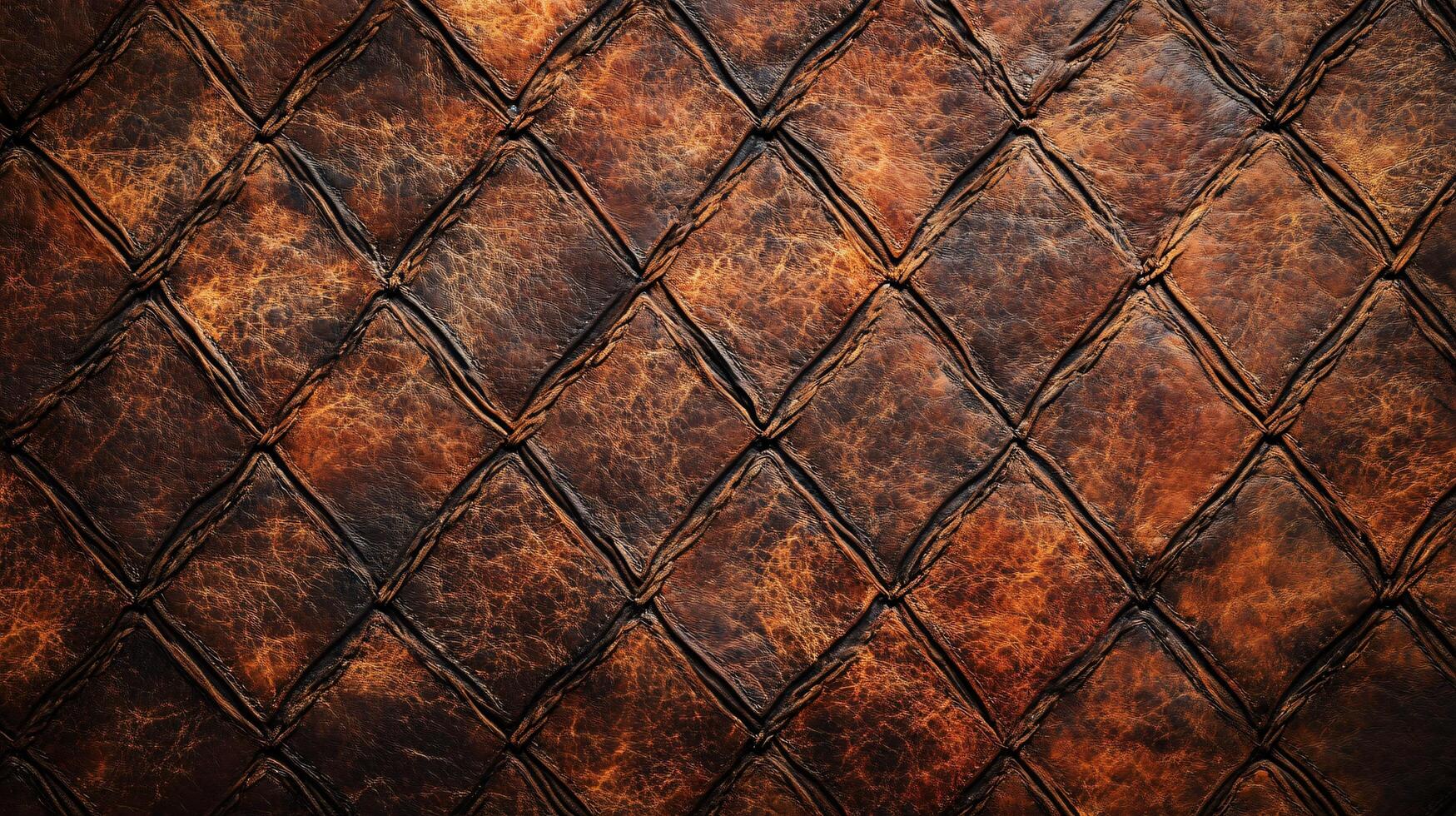 A brown leather background with a pattern of squares photo
