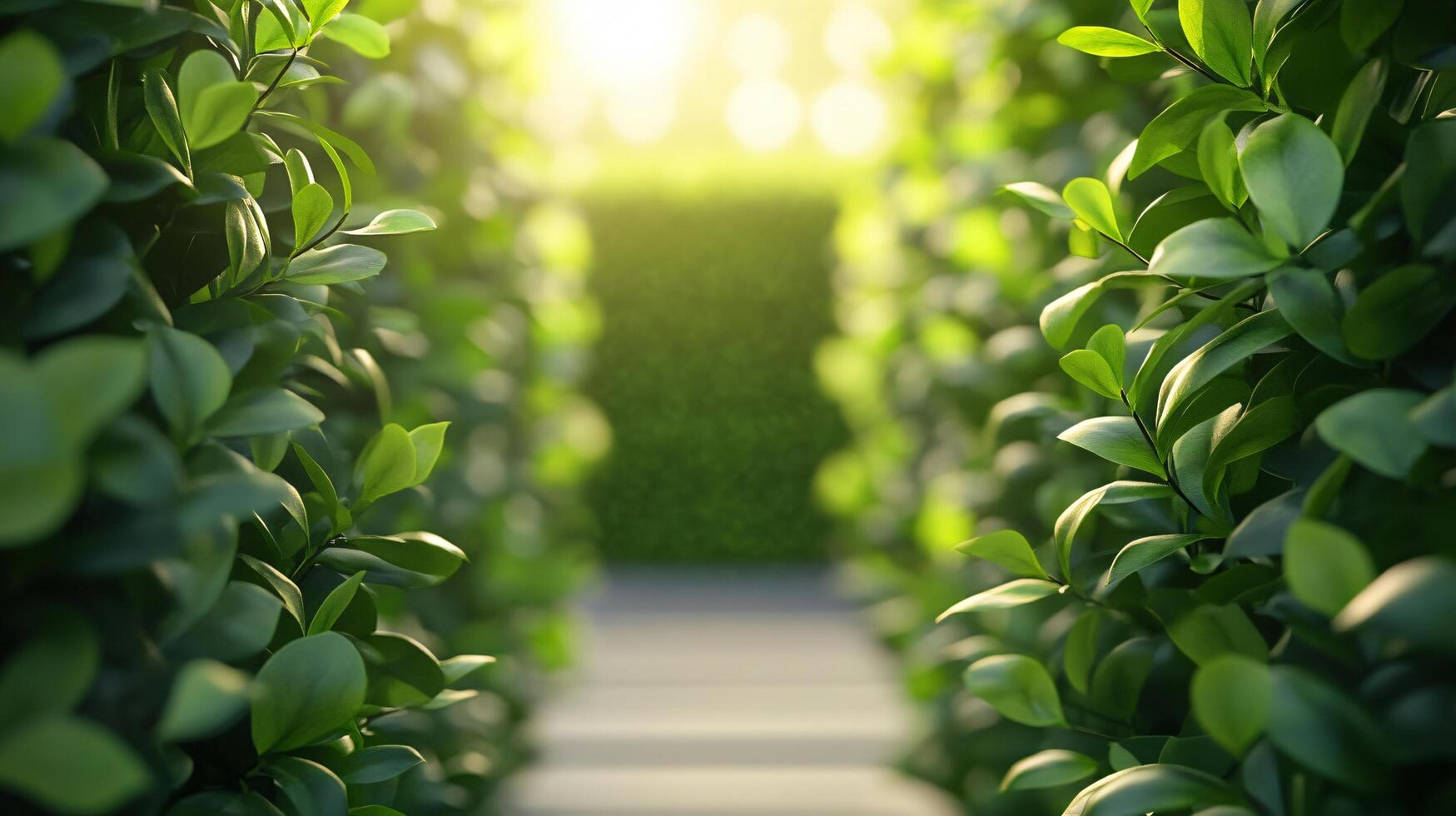 A green hedge with a path through it photo