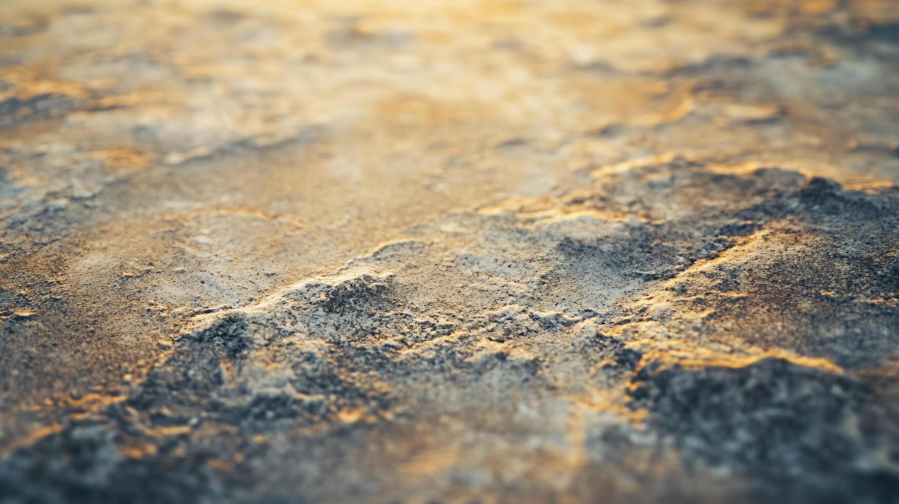 A blurry image of a rocky beach with a few specks of color photo