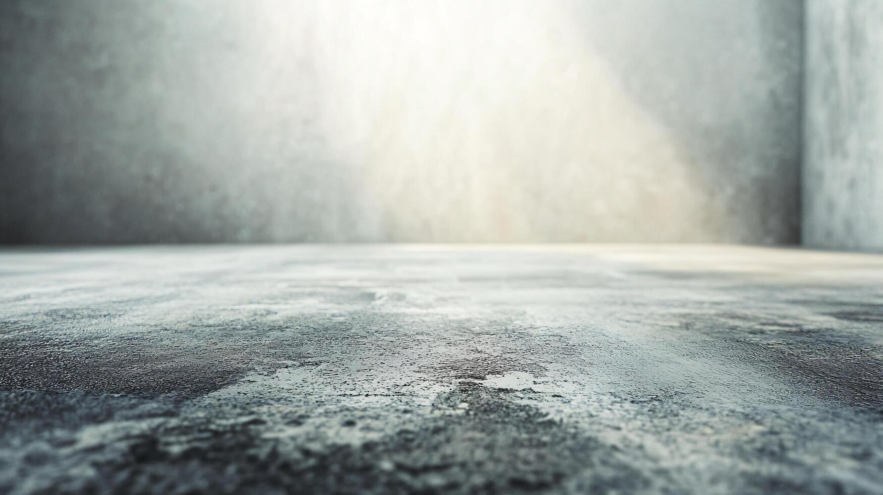 A large empty room with a grey wall and a grey floor photo