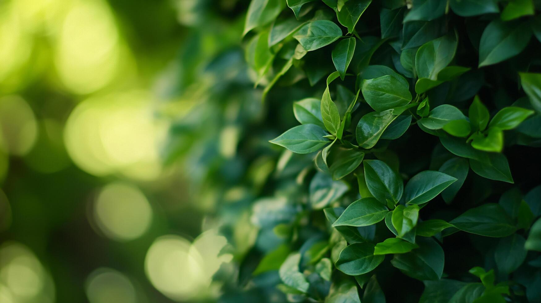 A lush green bush with leaves that are shiny and wet photo