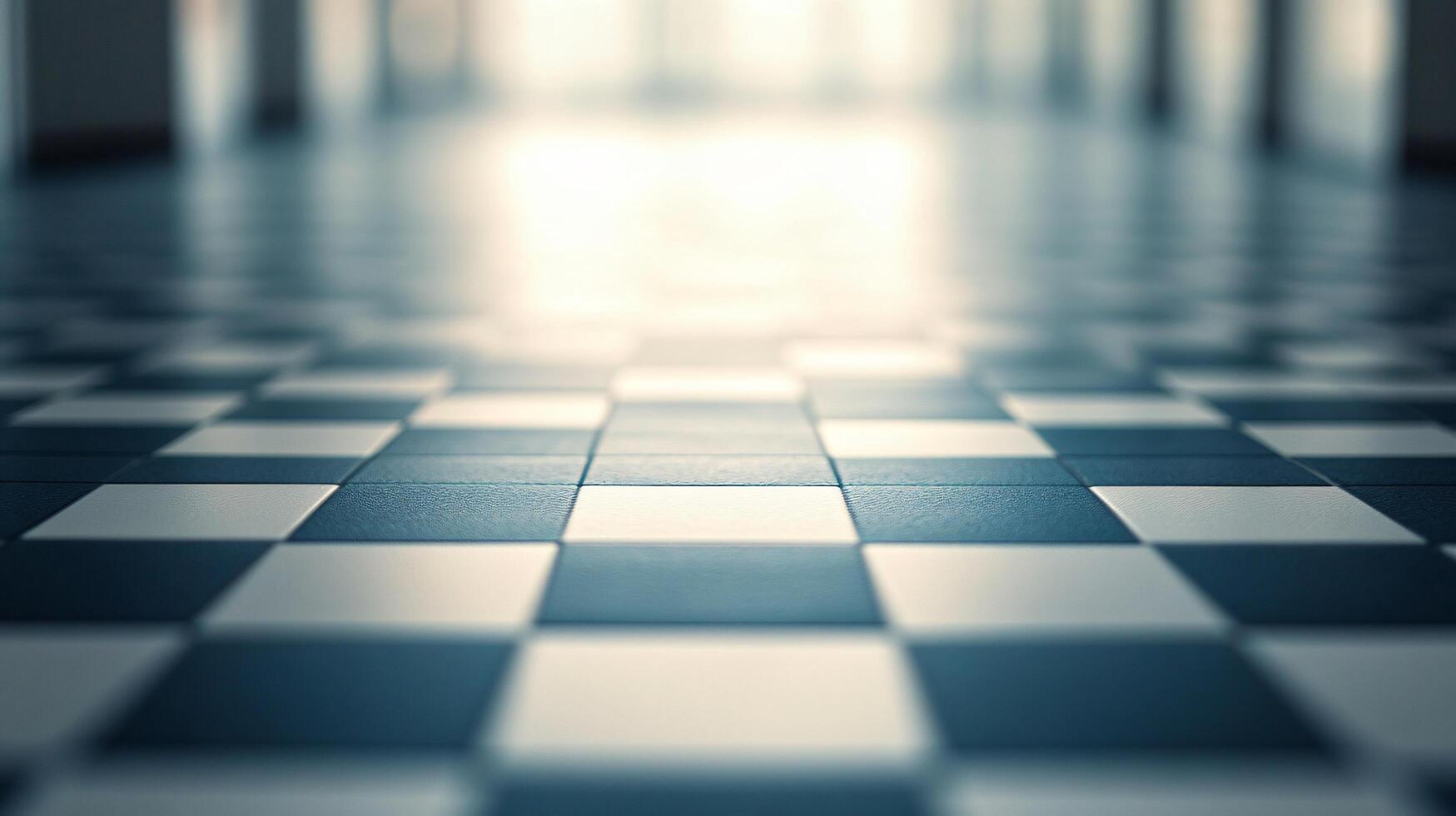 A checkered floor with a light shining on it photo