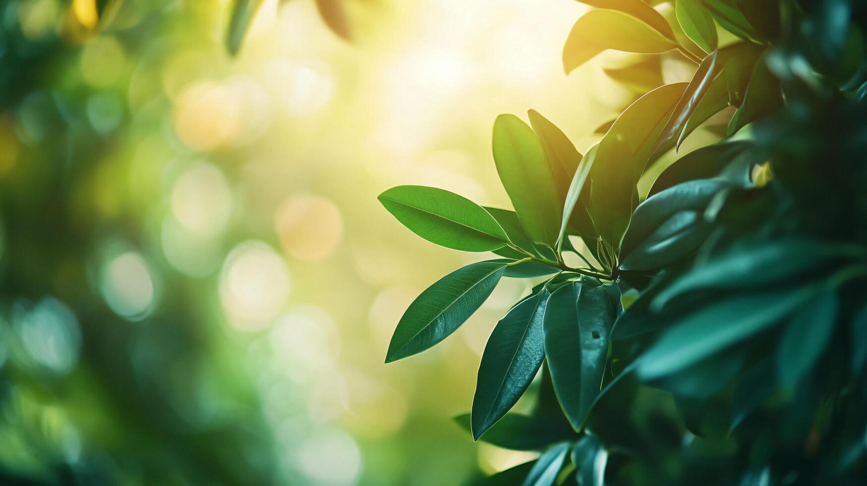 A leafy green tree with a bright sun shining on it photo