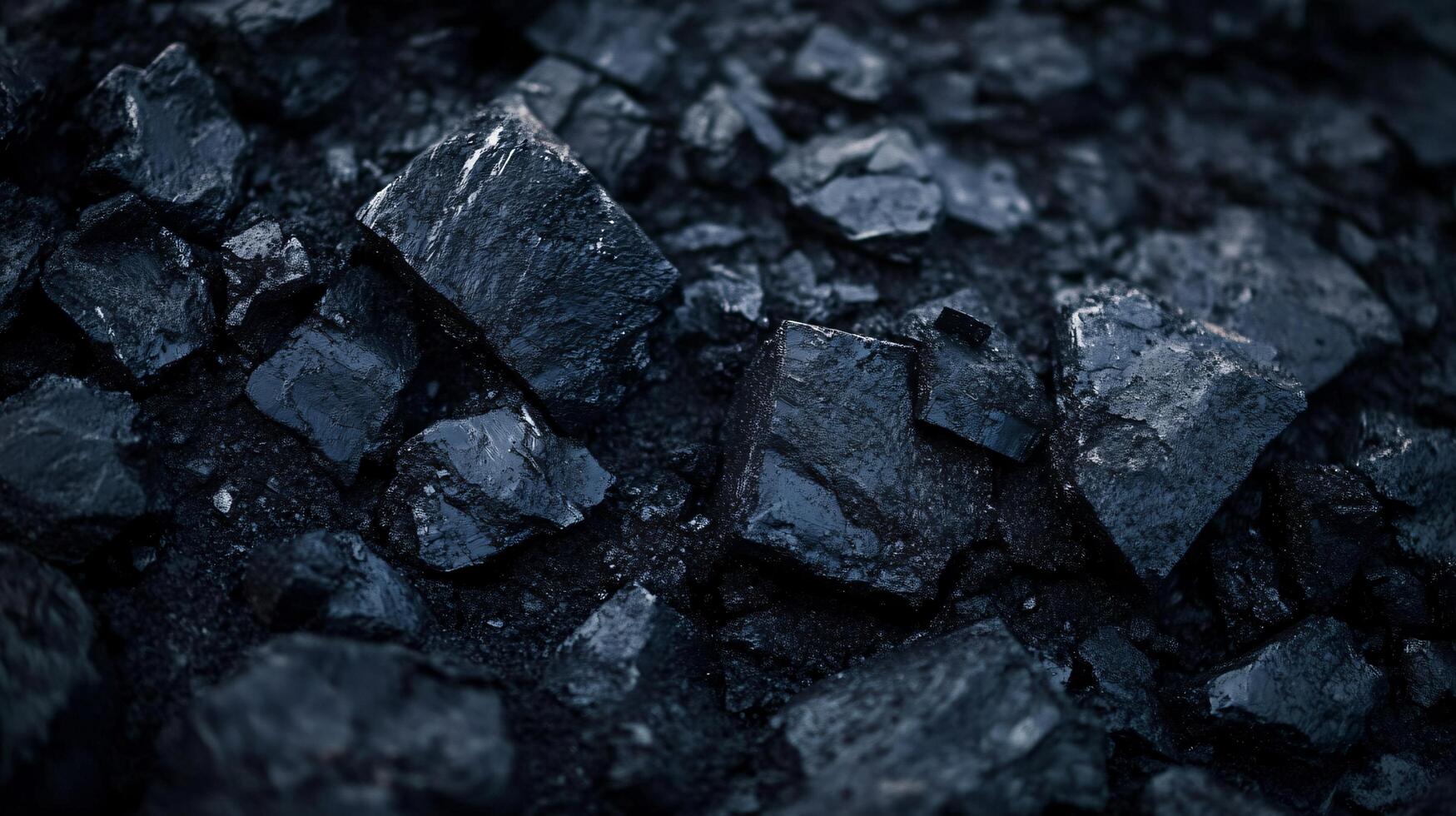 A pile of black rocks with a dark, moody atmosphere photo