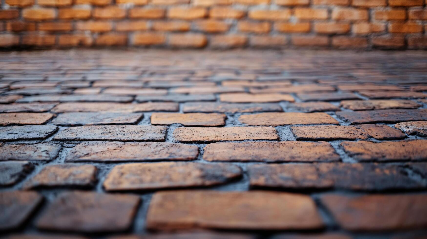 A brick wall with a brick floor photo