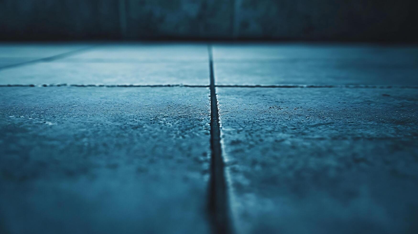 A blue tile floor with a white line in the middle photo