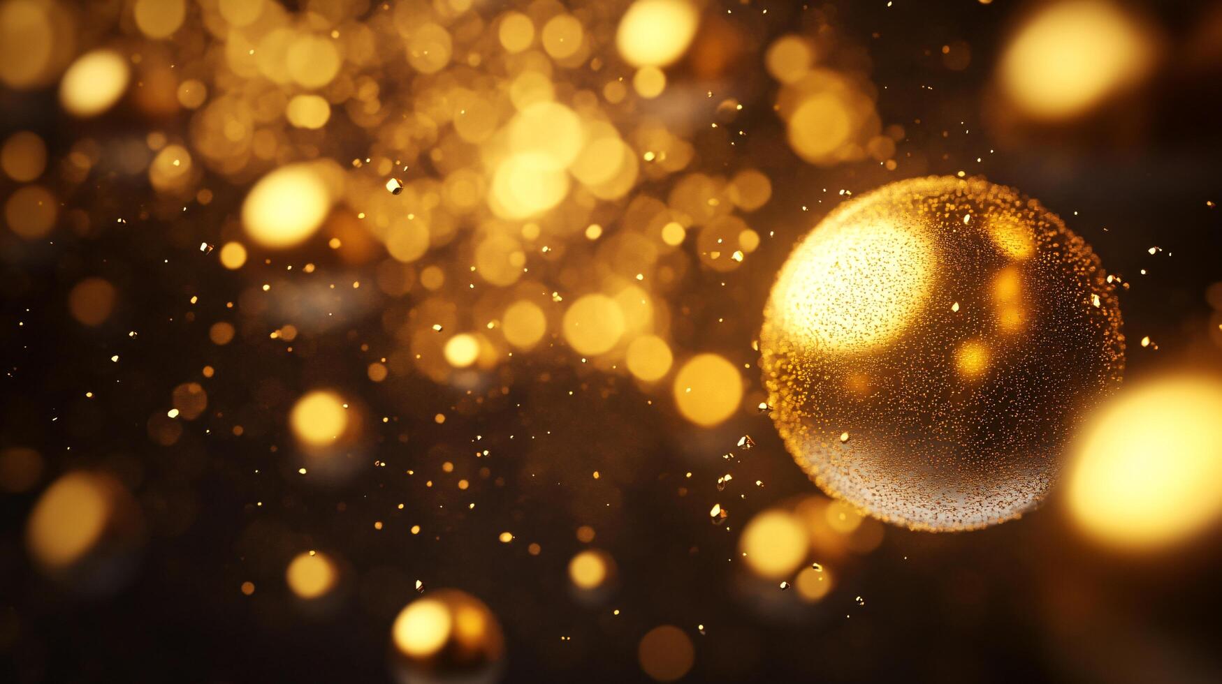 A gold ball with a lot of sparkles around it photo