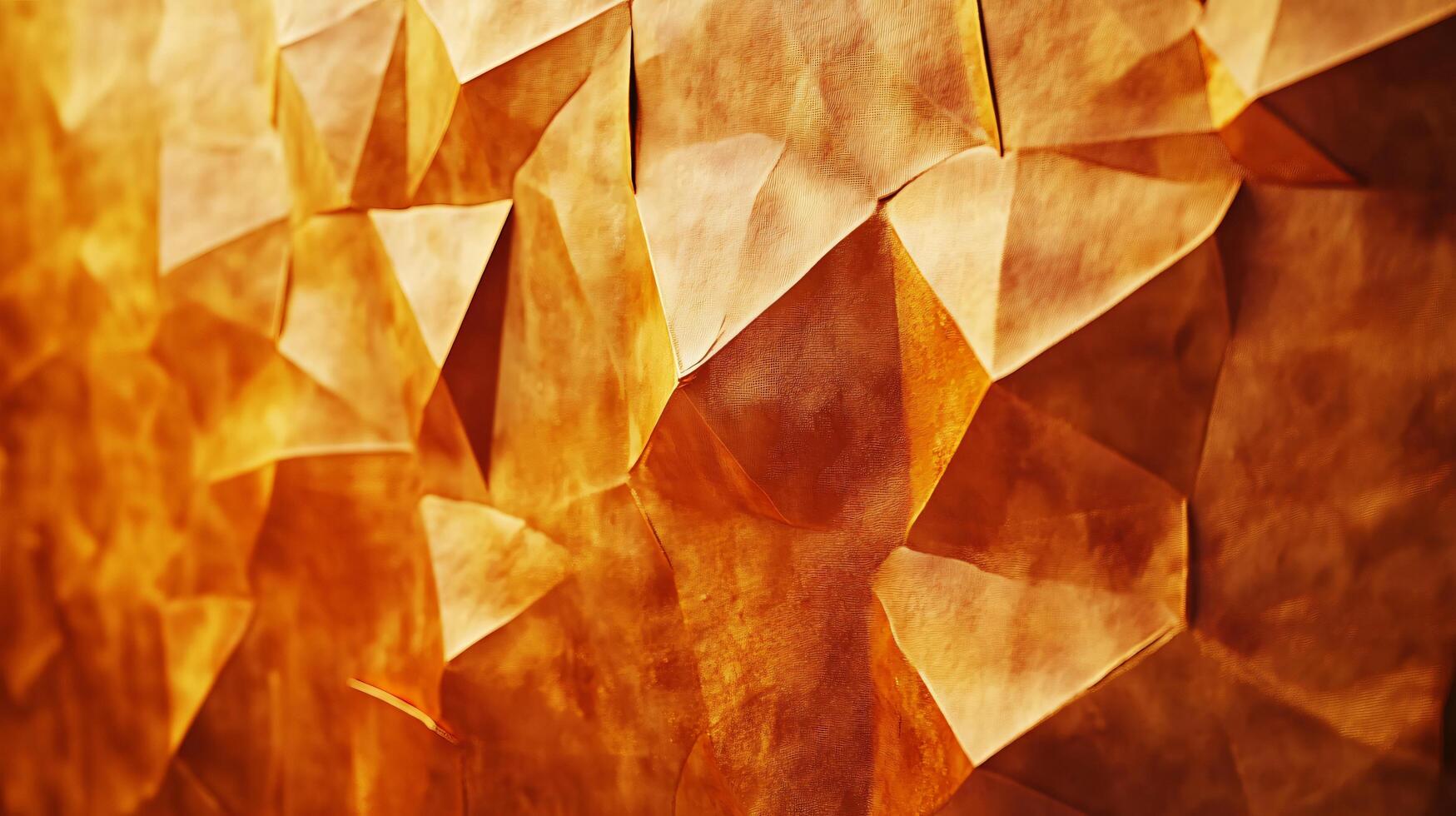 The image is a close up of a gold colored wall with a lot of triangles photo
