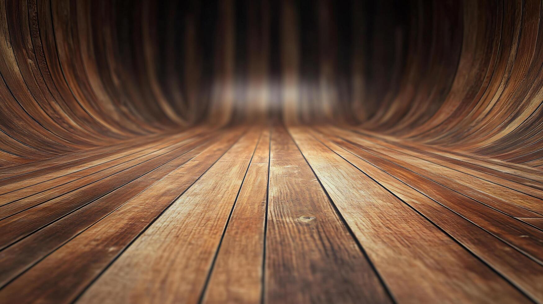 A wooden floor with a curved design photo