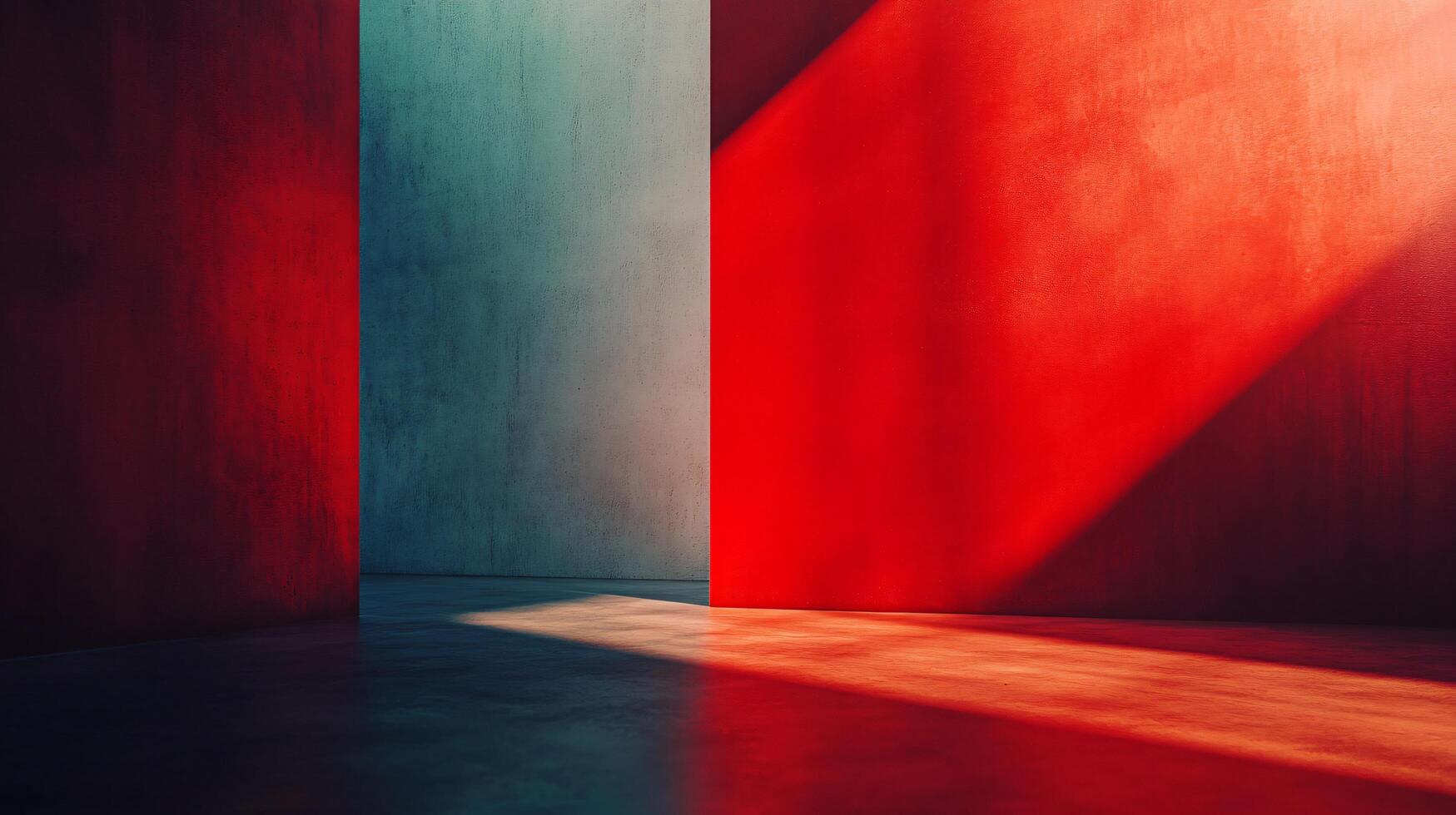 A red wall with a white line in the middle photo