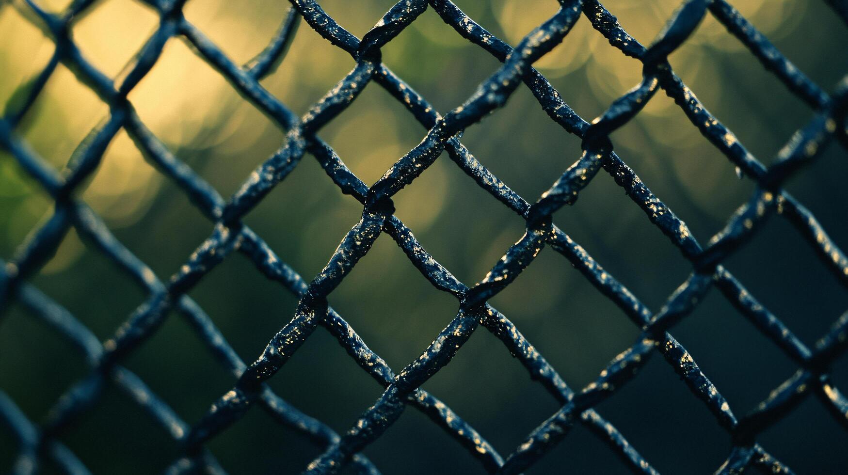 A close up of a chain link fence with a dark blue color photo