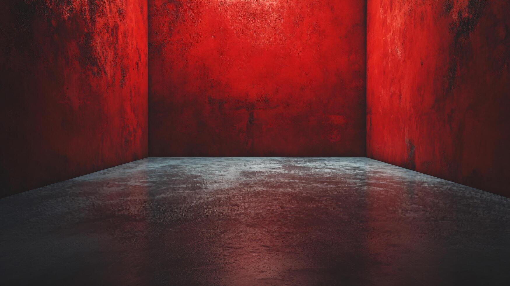 A red room with a wall that is covered in graffiti photo