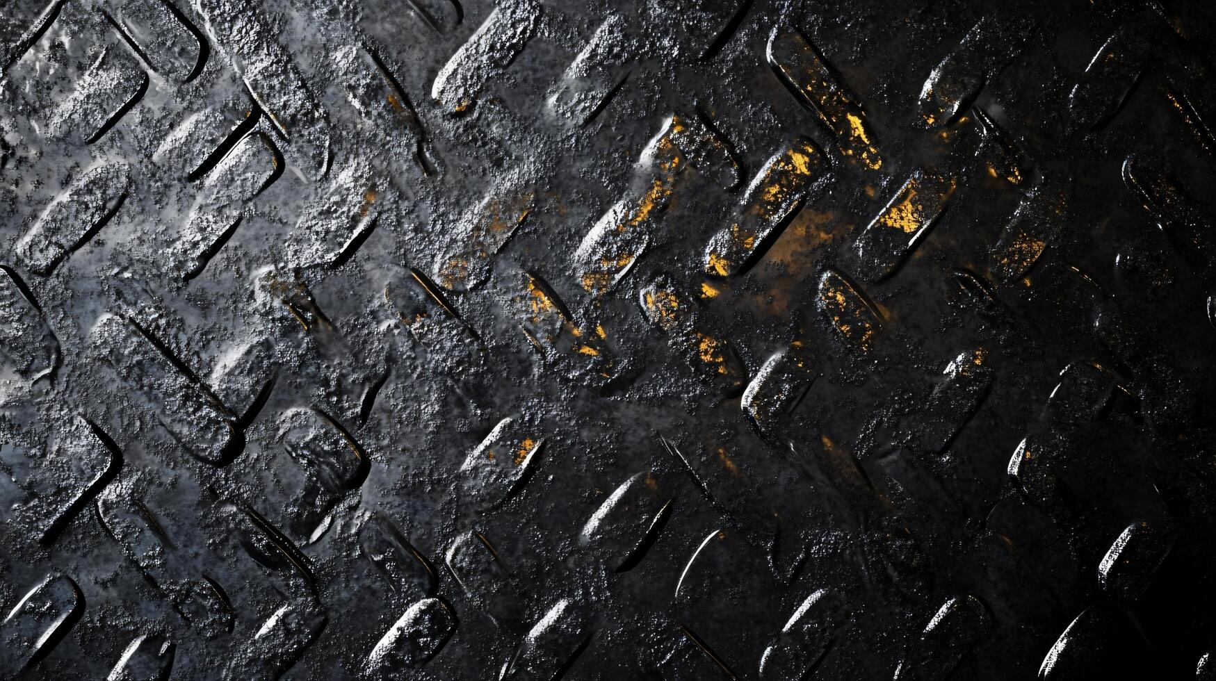 A black and white photo of a metal surface with a pattern of squares