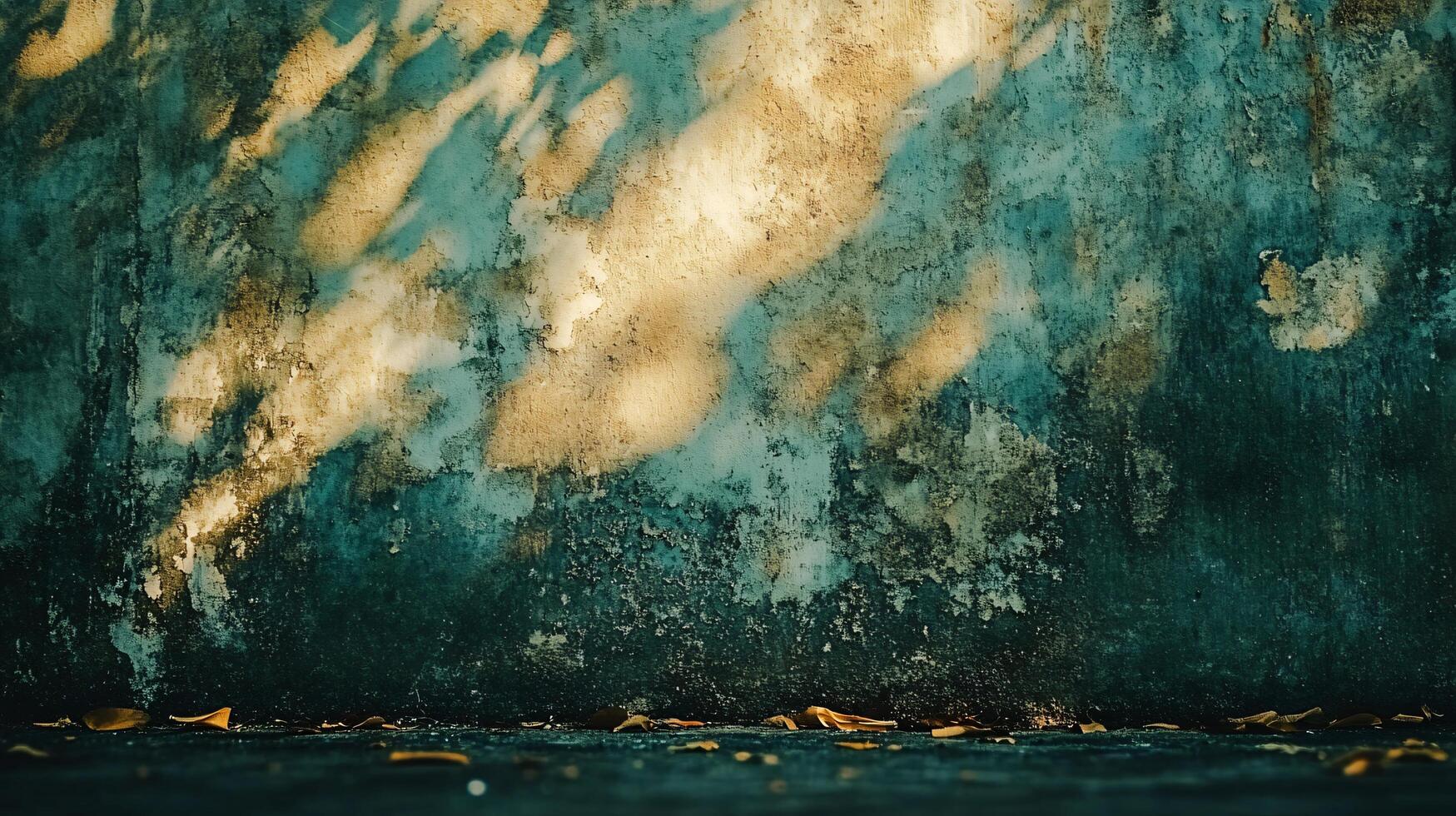 A wall with a blue background and a shadow of a tree on it photo