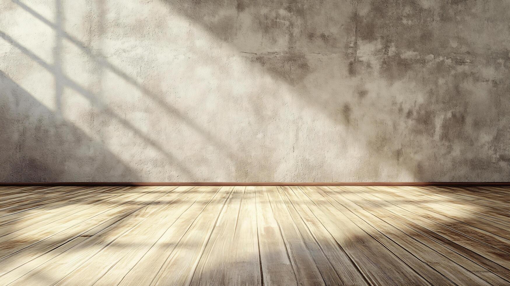 A large empty room with a wooden floor and a window photo