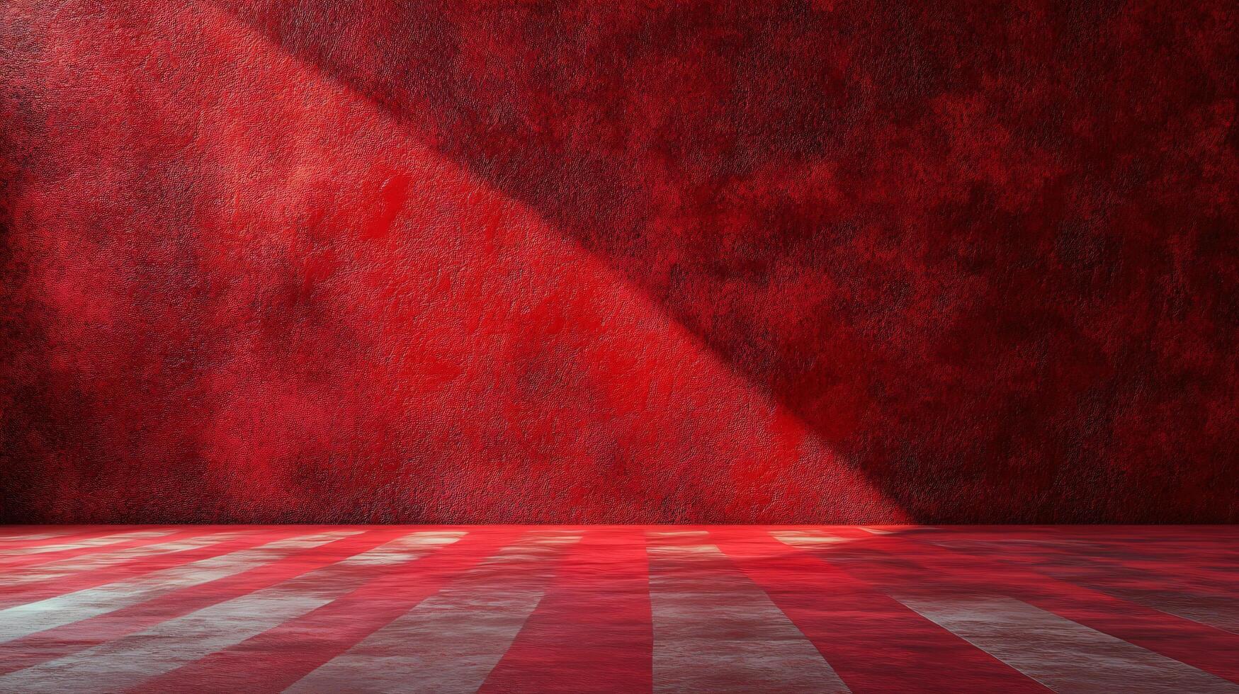 A red wall with a red carpet on the floor photo