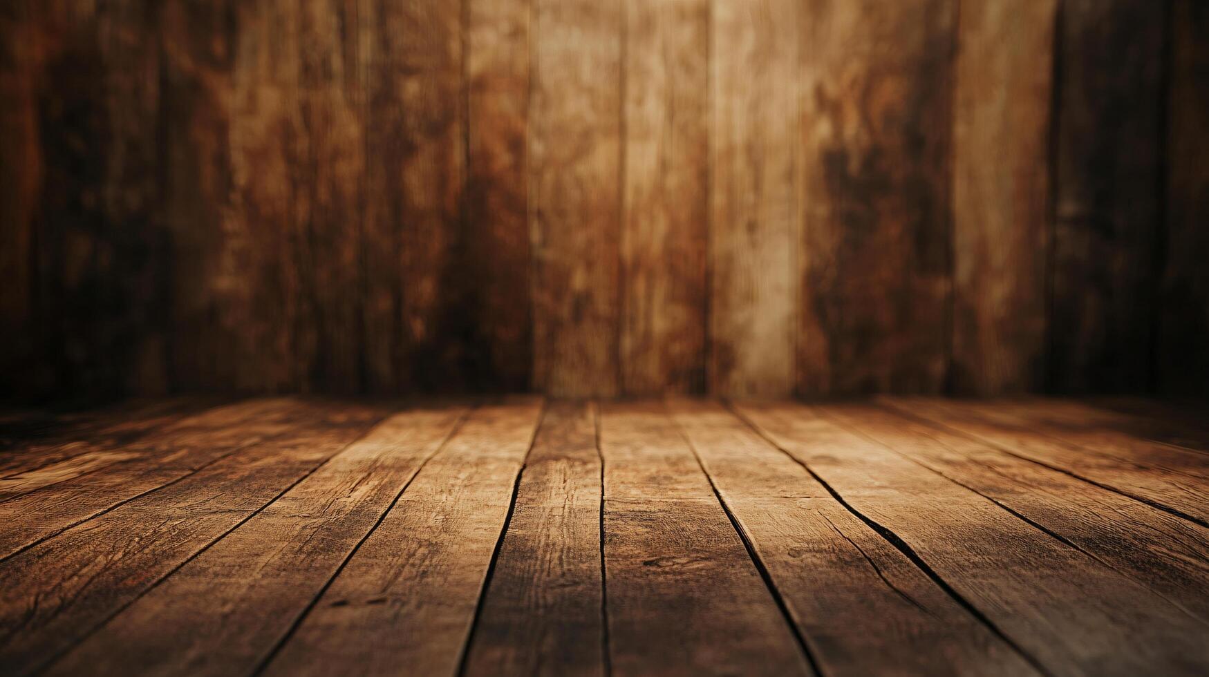 A wooden floor with a large empty space in the middle photo