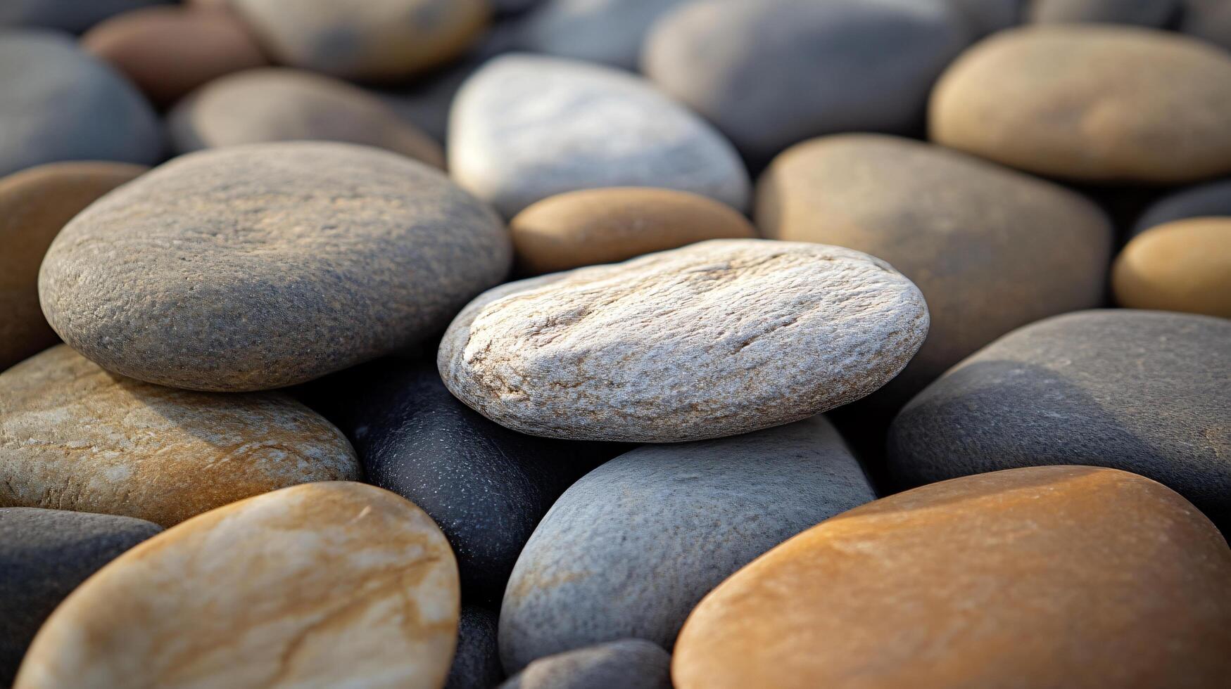 A pile of rocks with a single gray one in the middle photo