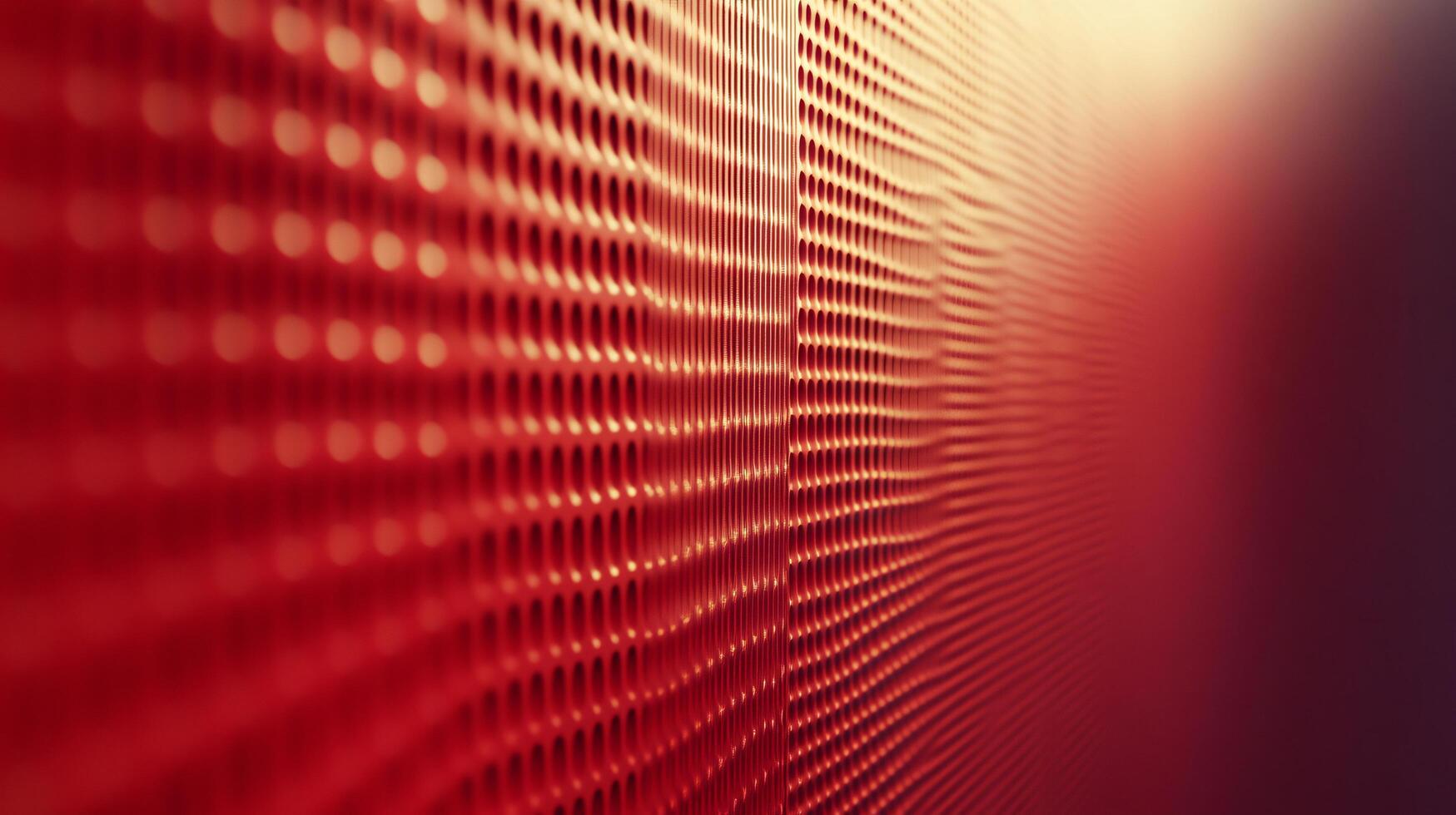 A red wall with a pattern of holes photo