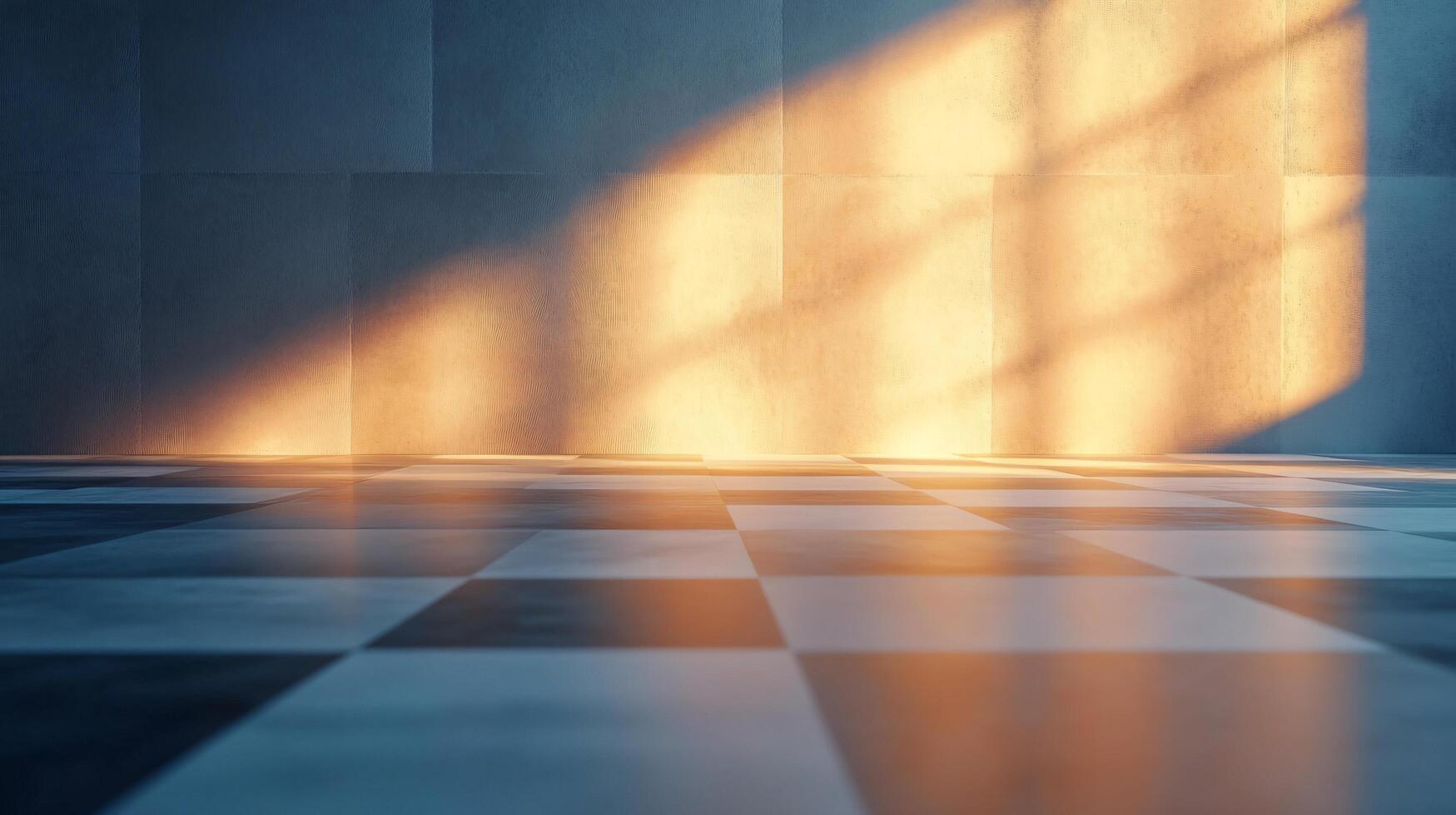 A checkered floor with a window in the background photo