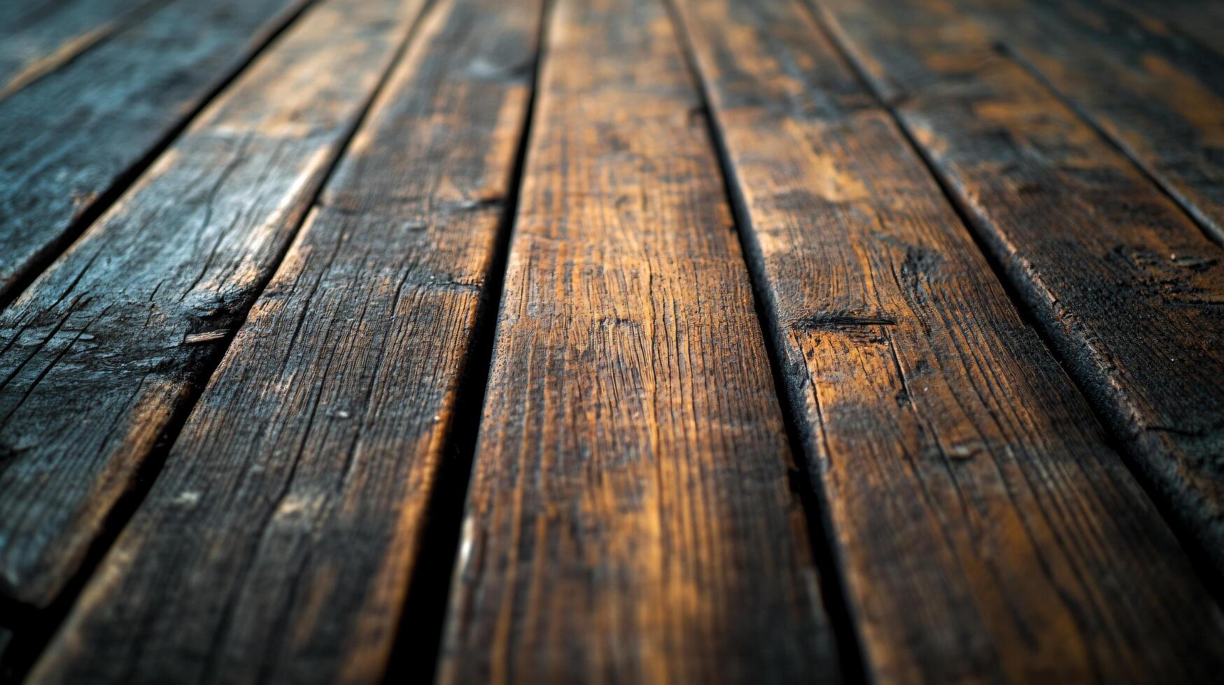 The image is of a wooden floor with a dark brown color photo