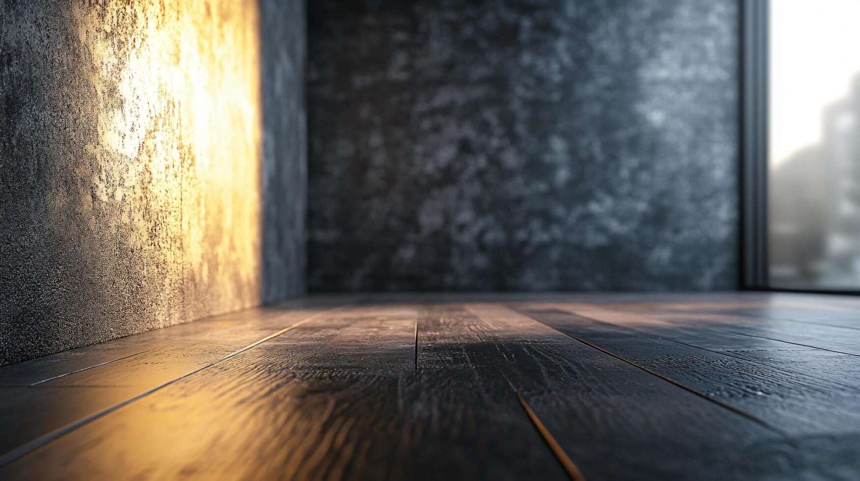 A room with a window and a wall photo