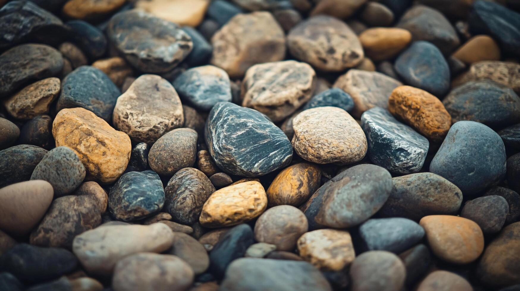 A pile of rocks with a mix of brown and black colors photo