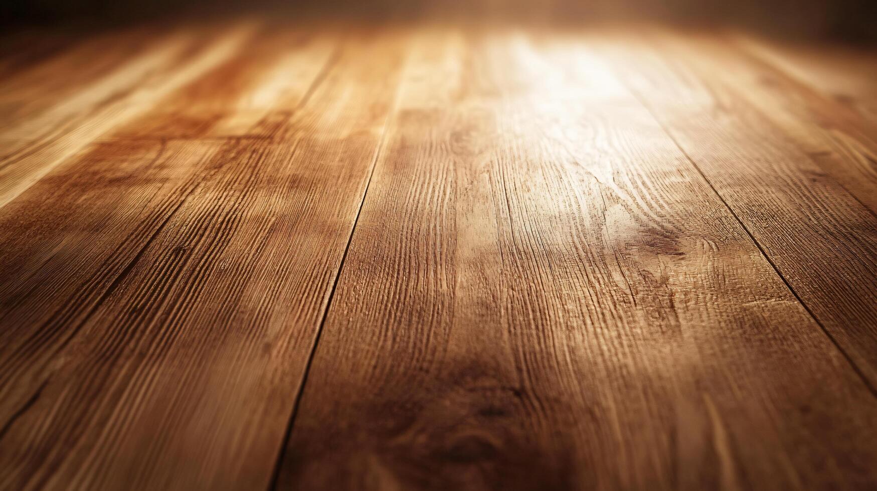 A wooden floor with a light shining on it photo