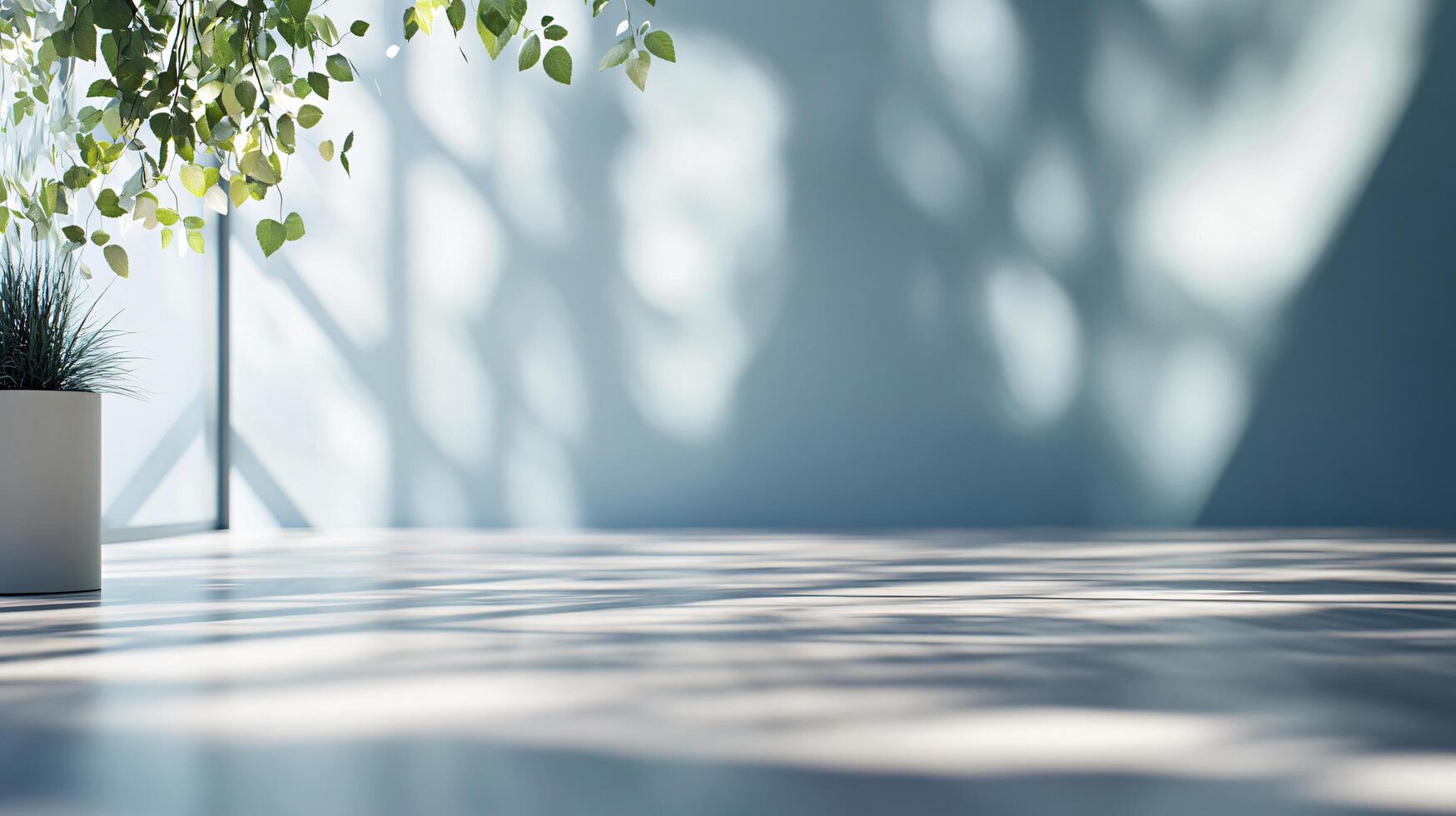 A large window with a potted plant in front of it photo