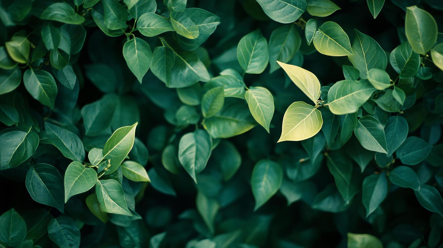 A close up of green leaves with a yellow leaf in the middle photo