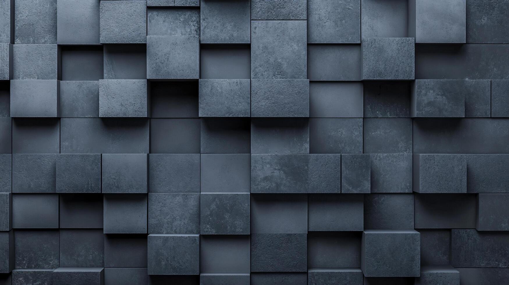 A wall made of gray blocks with a black border photo
