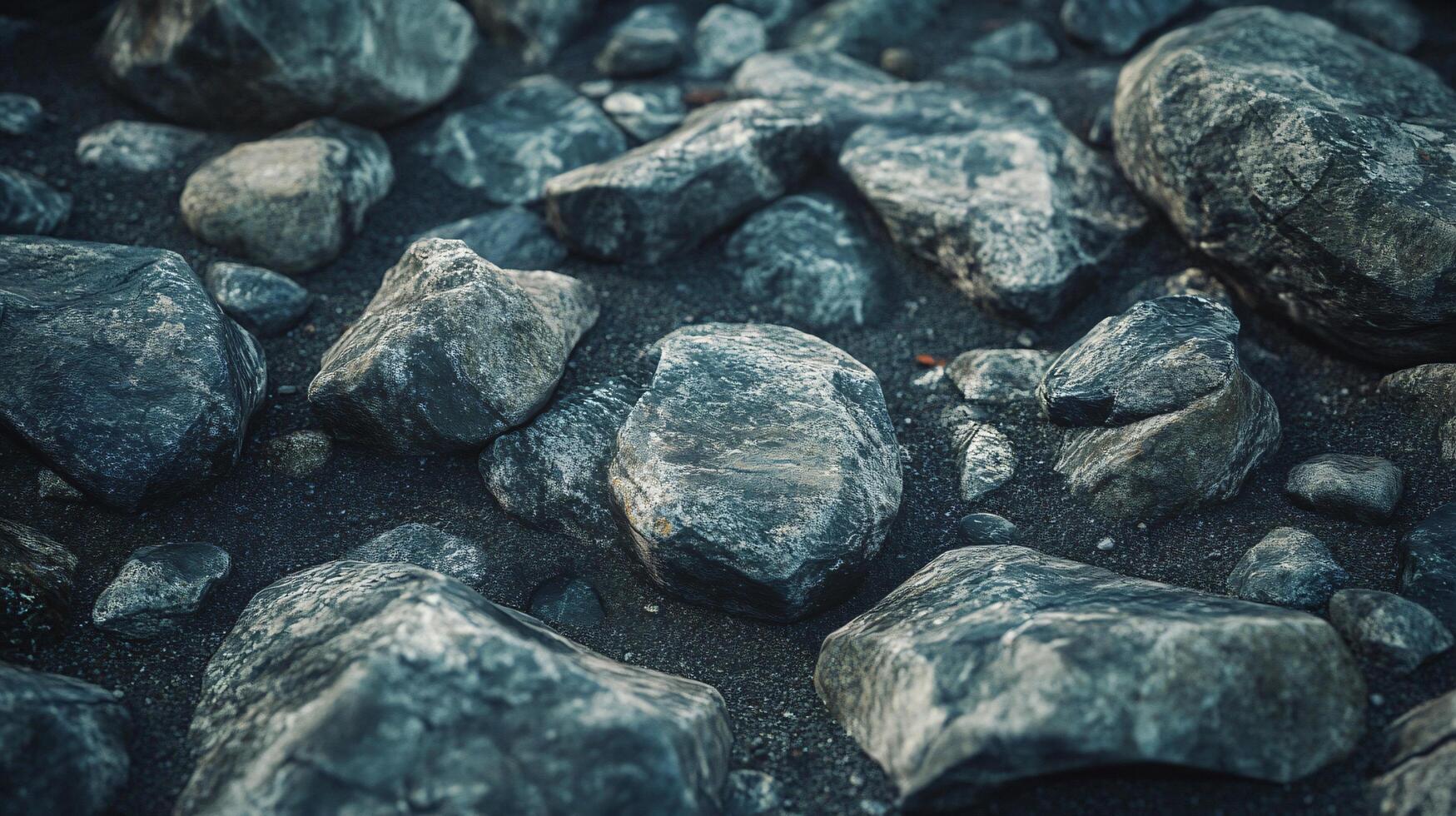 A pile of rocks with a dark grey color photo