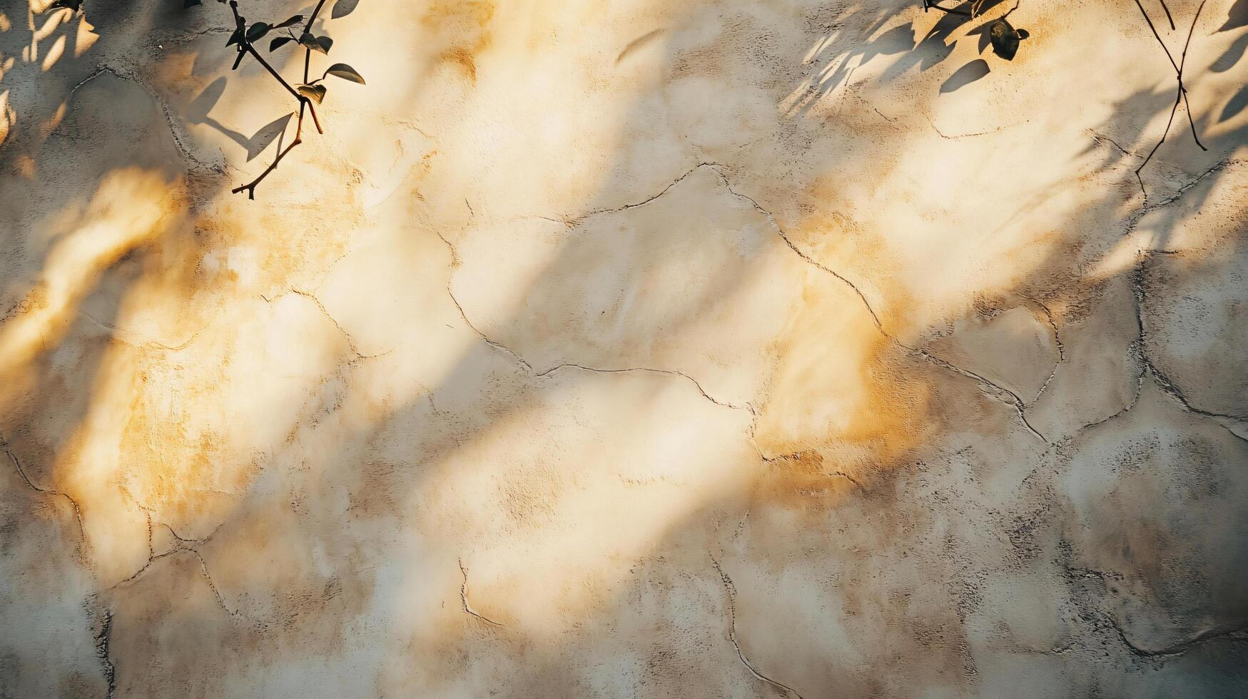 A wall with a shadow of a tree on it photo