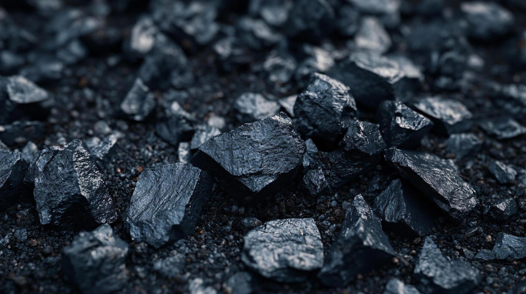 A pile of black rocks with a dark, moody atmosphere photo