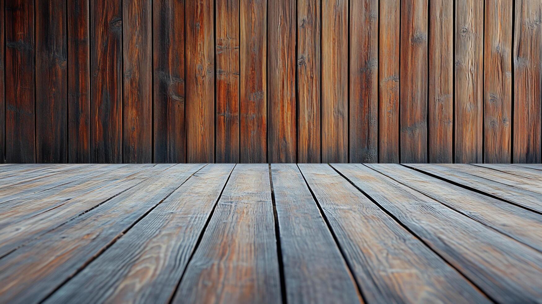 A wooden floor with a large empty space in the middle photo