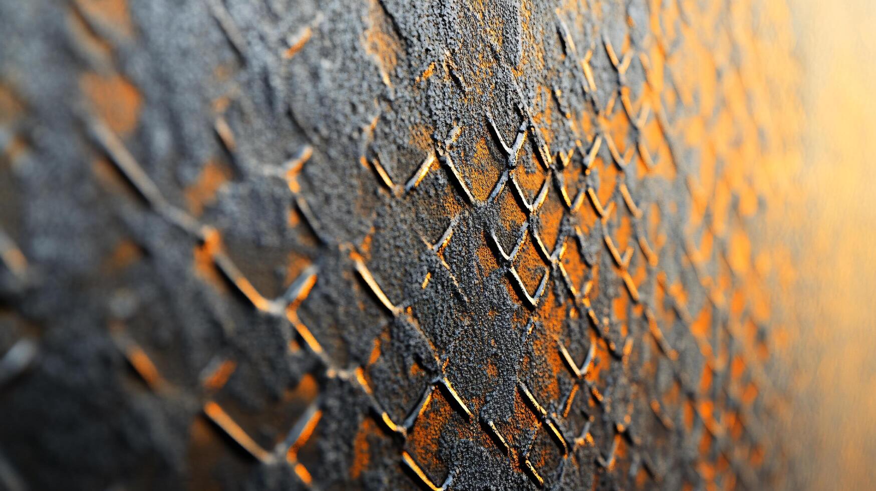 A close up of a metal surface with a pattern of squares and triangles photo
