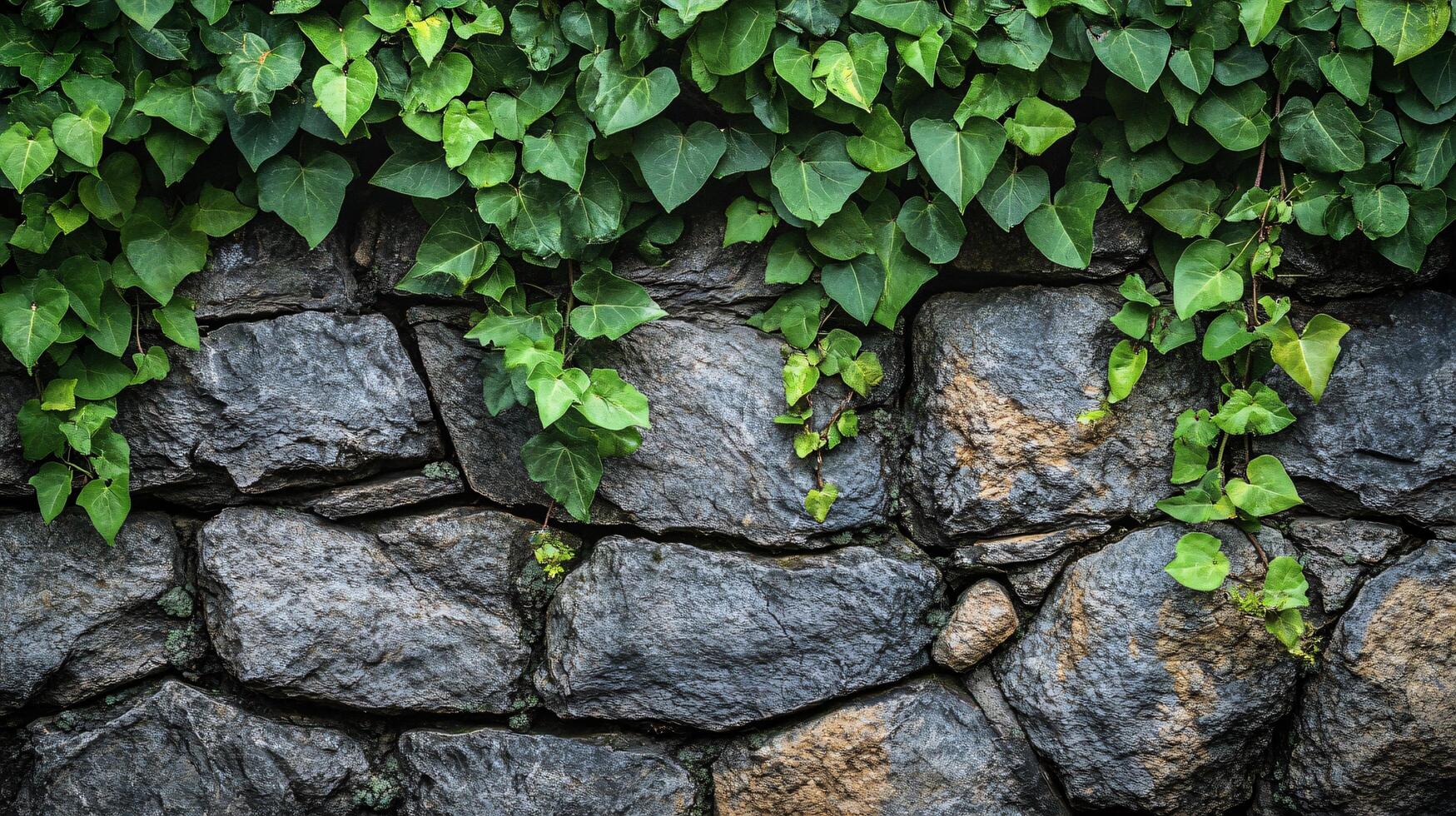 A wall covered in ivy and moss photo