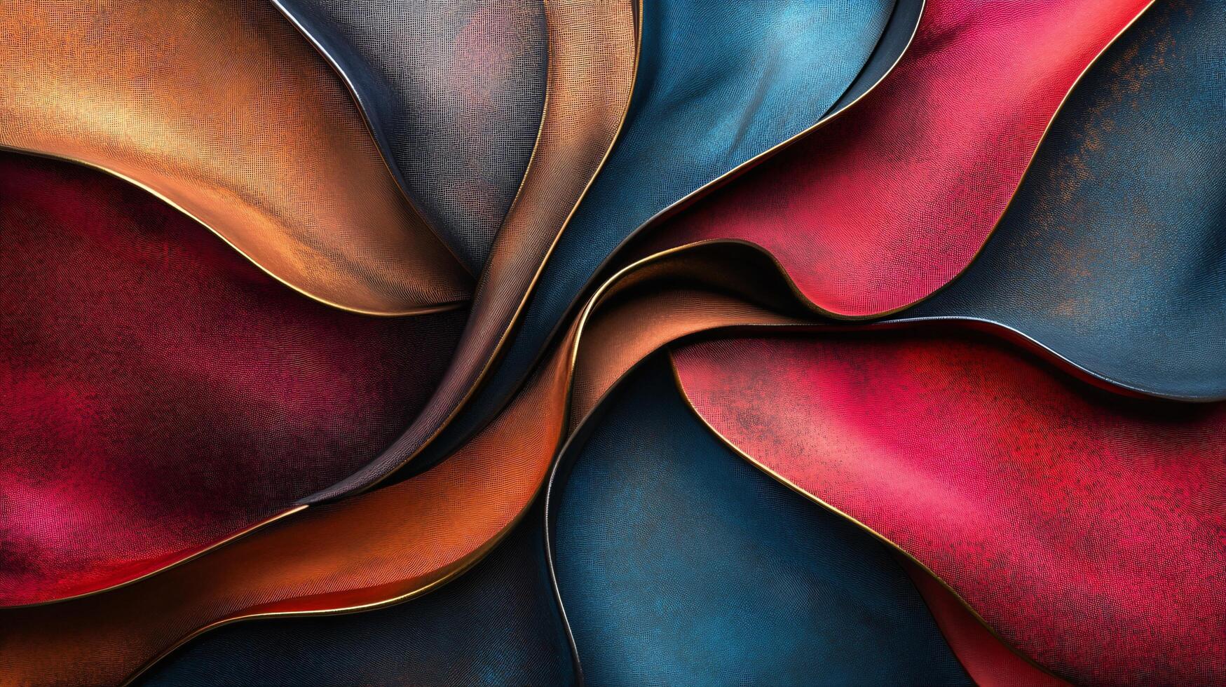 A colorful piece of fabric with gold trim photo