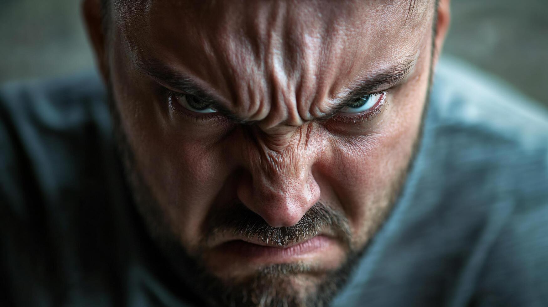 A man with a scowl on his face photo