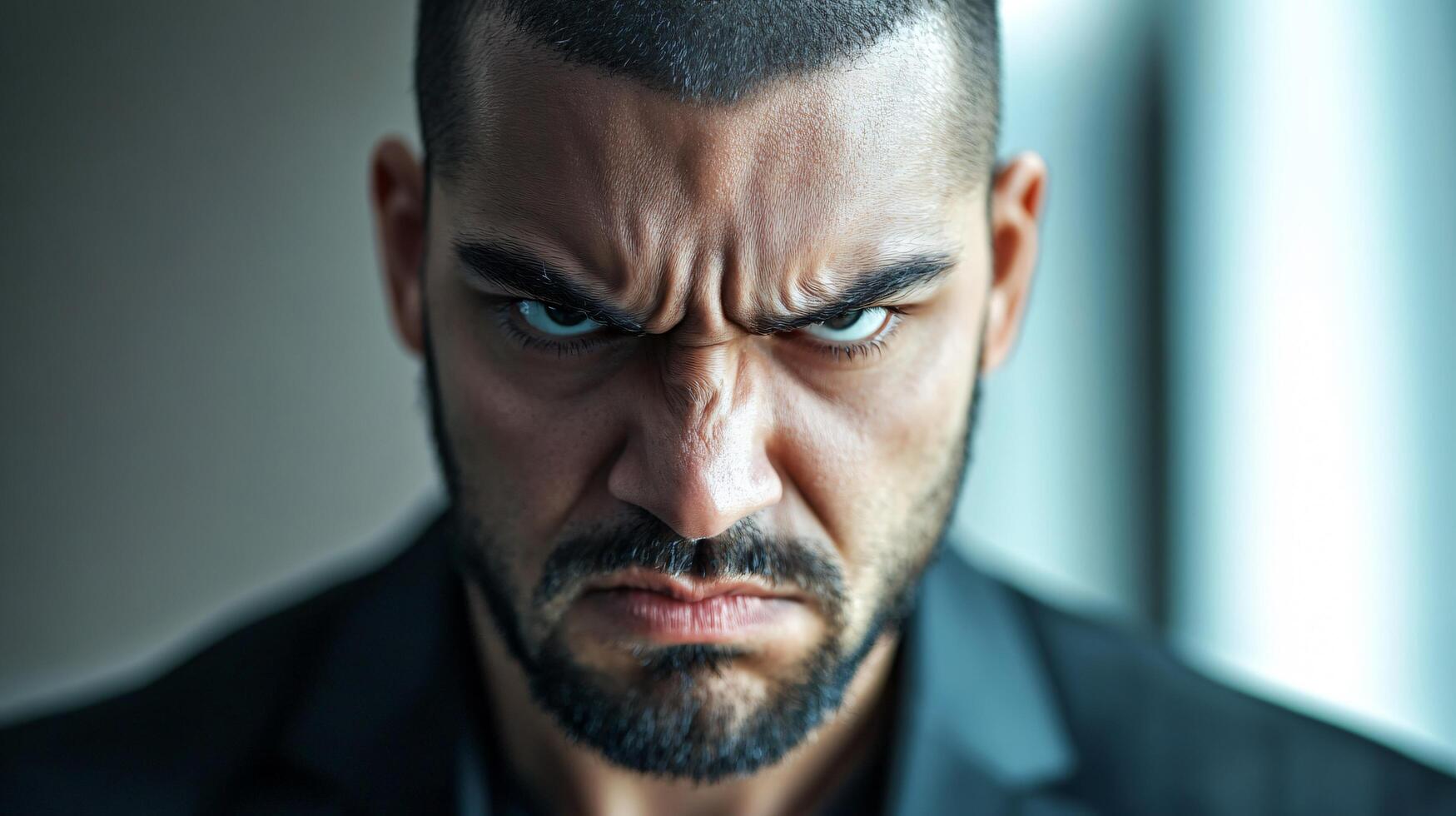 A man with a shaved head photo