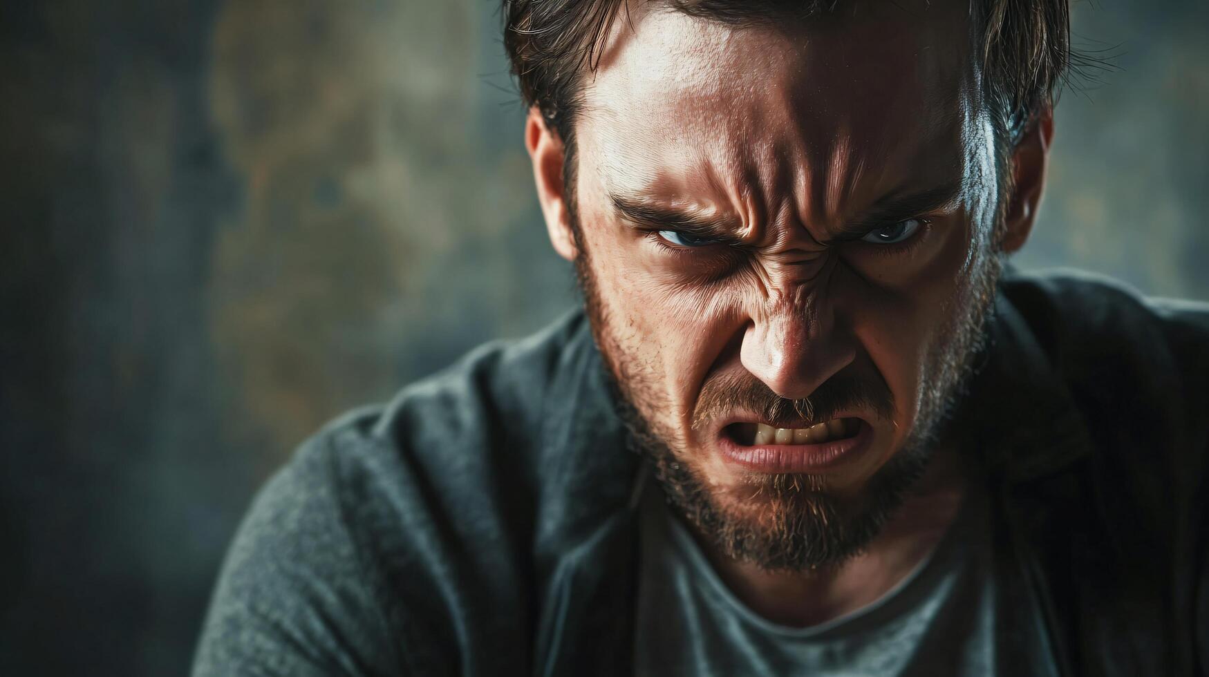 A man with a scowl on his face and a mouth full of teeth photo