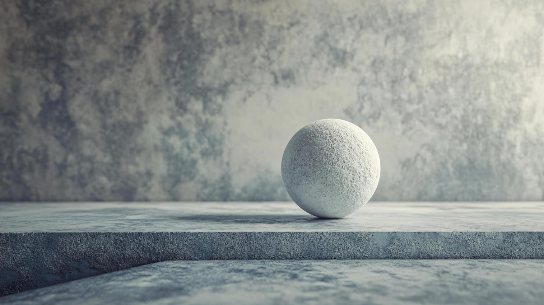 A white ball is sitting on a grey surface photo