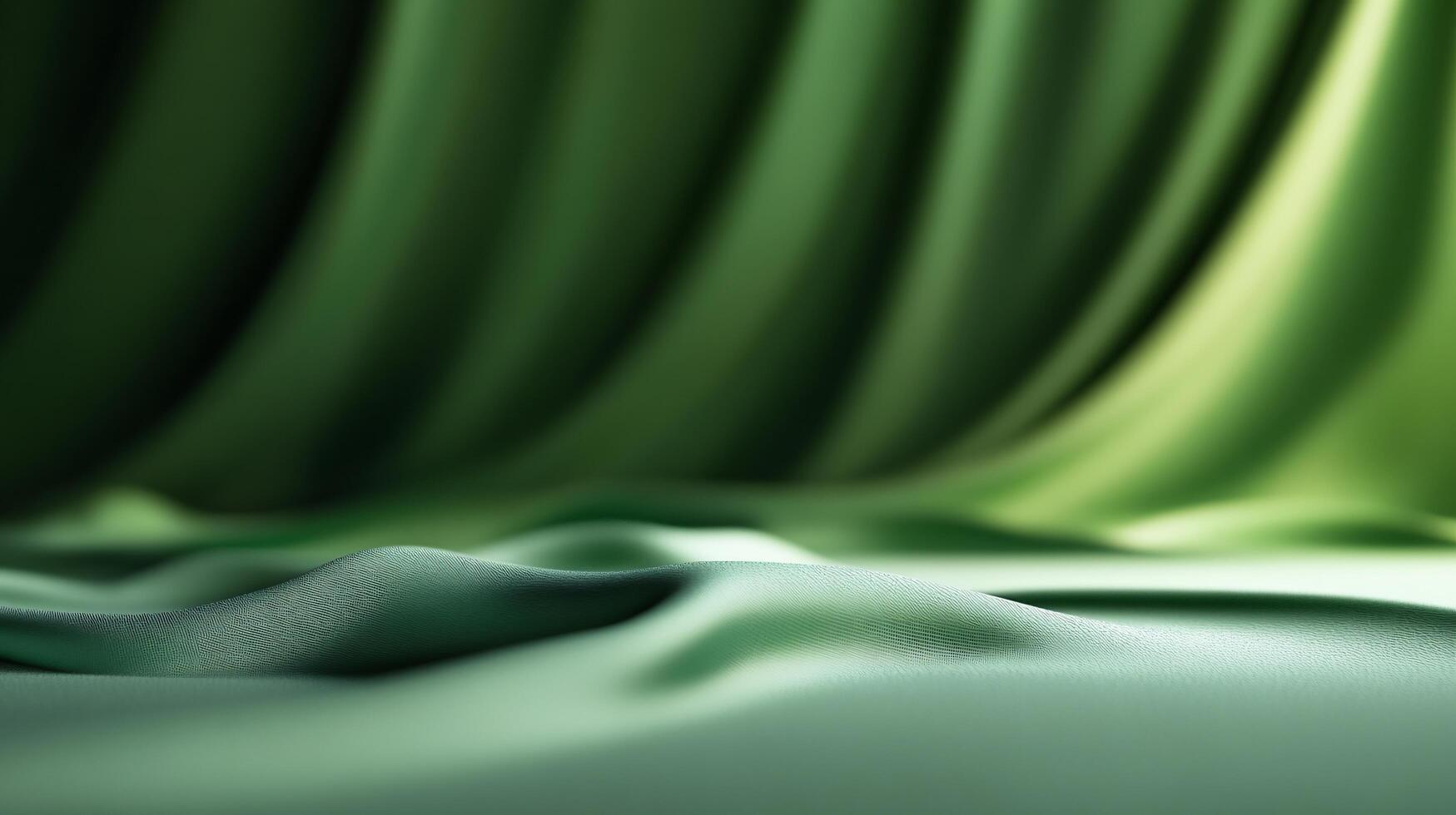 A green curtain with a pattern on it photo