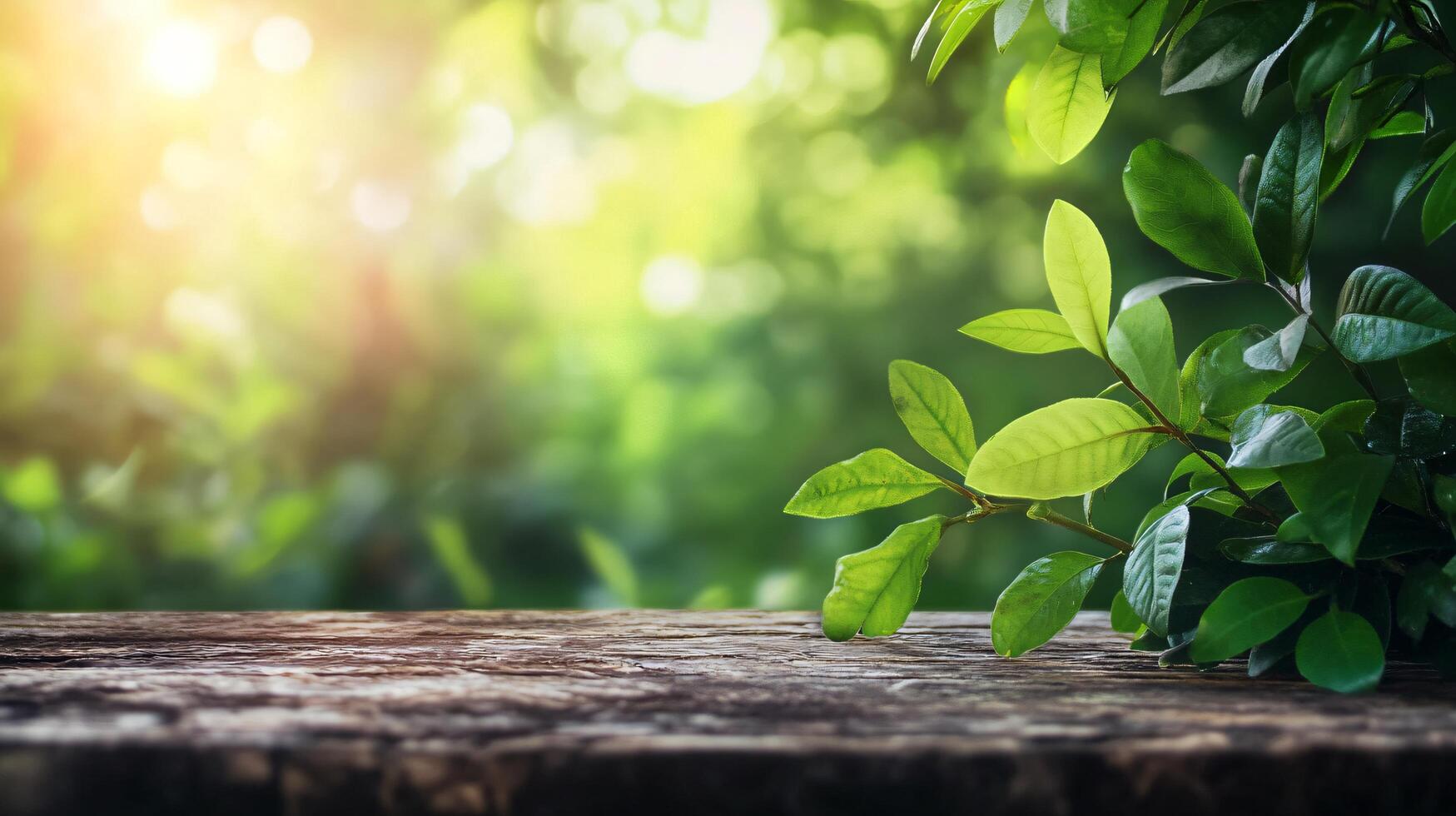 A leafy green tree with sunlight shining on it photo