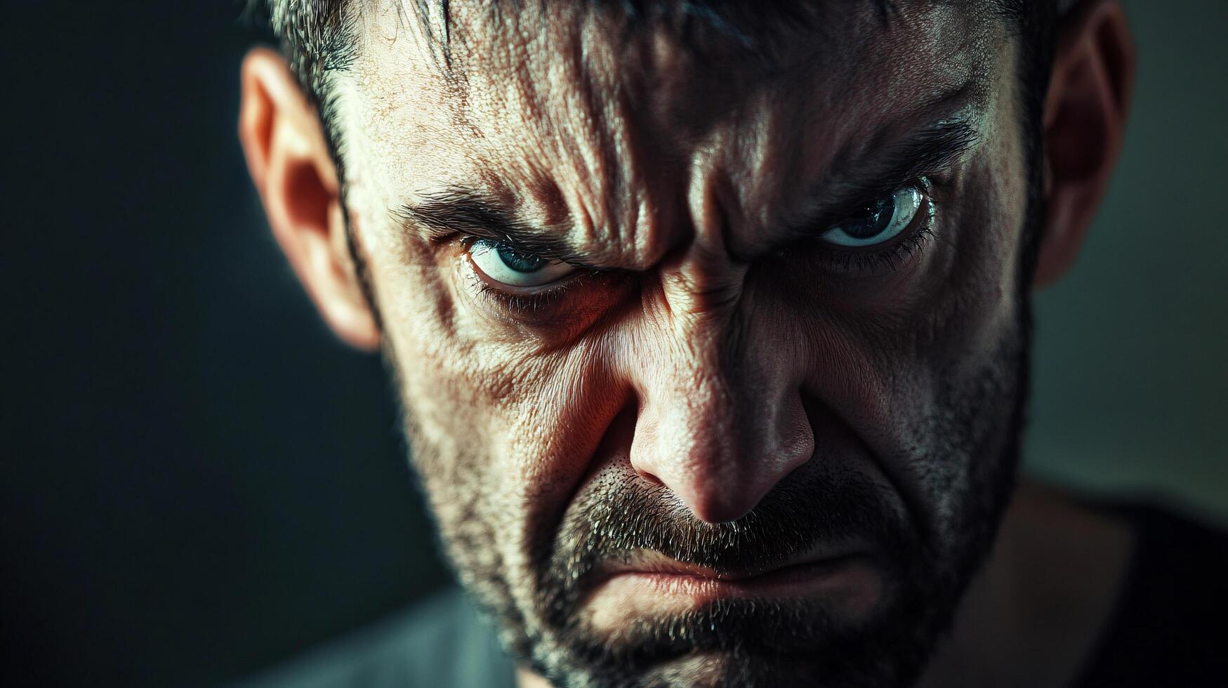 A man with a scowl on his face photo